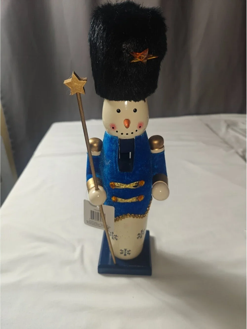 Wooden Snowman Nutcracker featuring a navy  Christmas  Winter Decoration 17